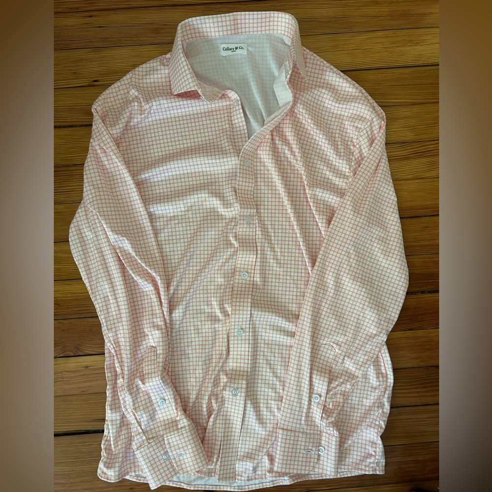 Men's Light Orange Checkered Button Down Shirt